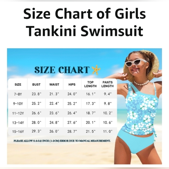 Girls Tankini Swimsuit Floral Print #881 NWOT - Picture 10 of 11